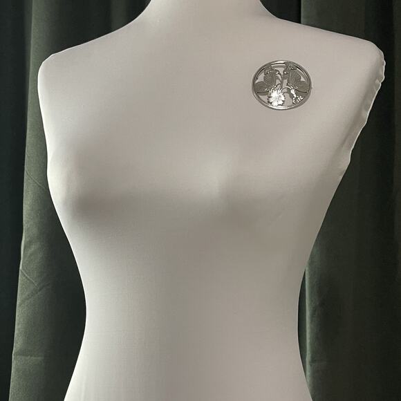 Georg Jensen Denmark Sterling Silver Butterfly Flower Large Circle Brooch #283 - Picture 5 of 7